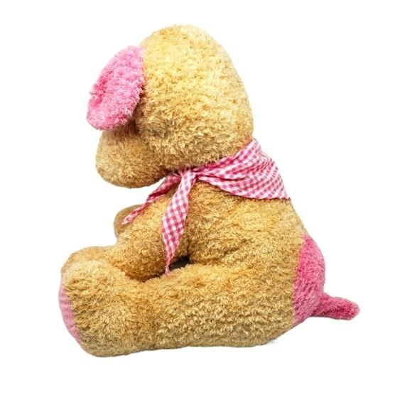 Animal Adventure 13" Puppy Dog Pink Heart with Gingham Scarf Bandana 2017 - Picture 5 of 6